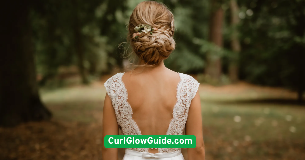 Curly Low Bun with Side Part