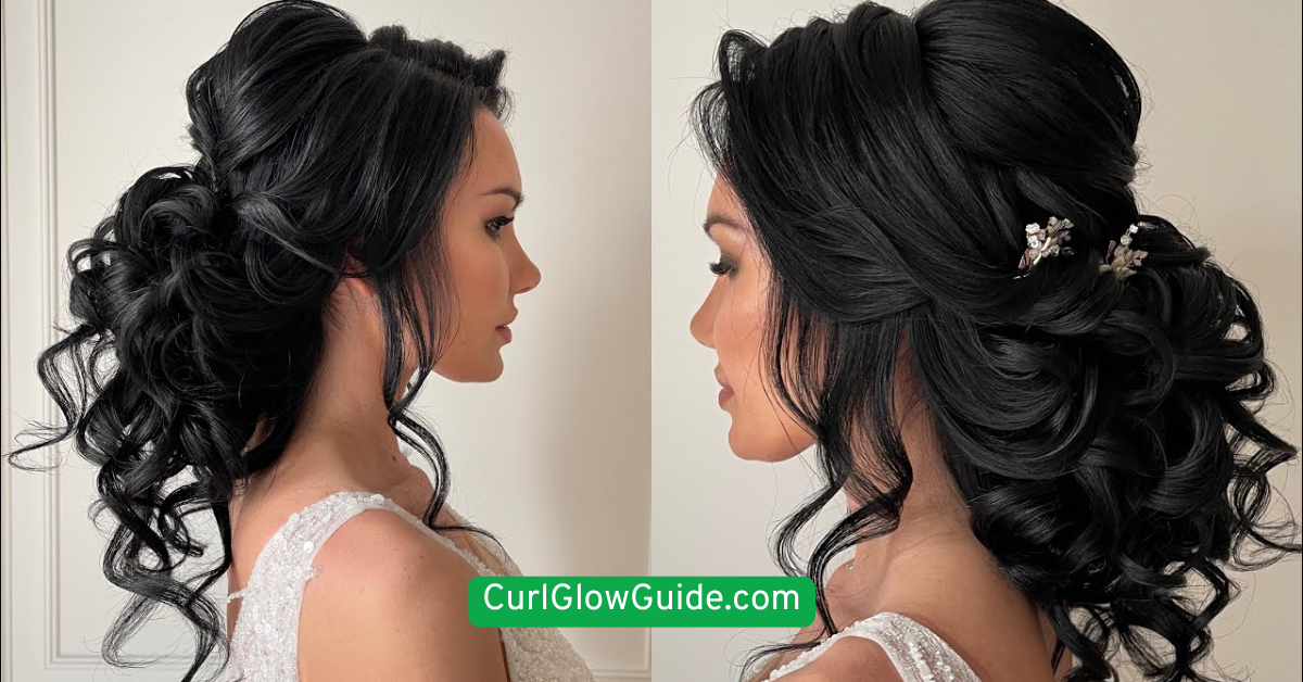 Low Curly Bun with Side Part