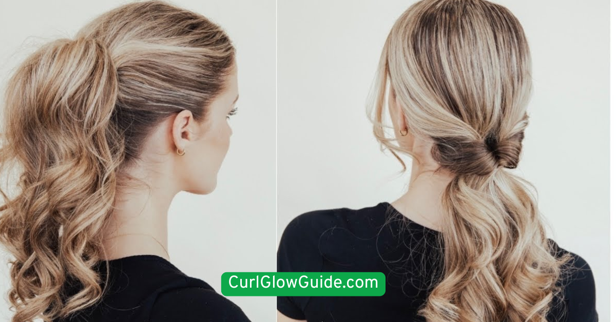 Low Curly Ponytail with Soft Bangs