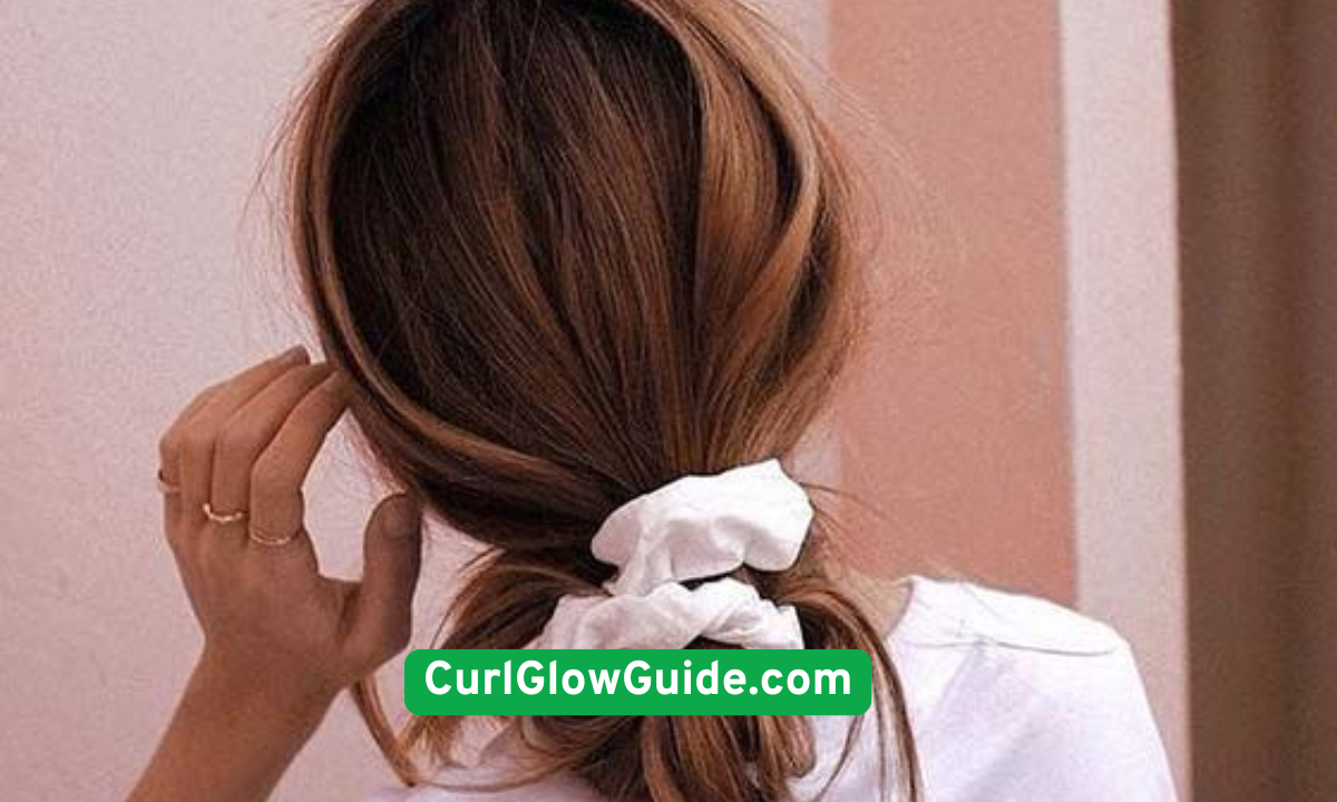 Loose Curly Low Bun with Scrunchie